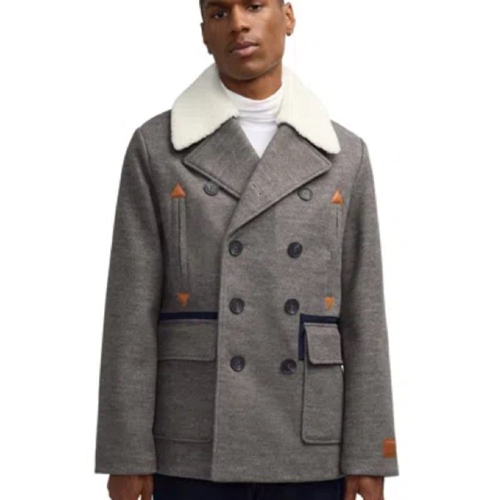 Scotch & Soda Men's Izak Double Breasted Peacoat - Medium NWT